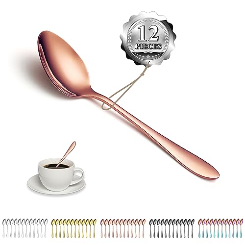 Kyraton Roségold Teelöffel 12 Stück 14cm Edelstahl Roségold Titan Beschichtung Kaffeelöffel, Dessertlöffel, Eislöffel, Löffel Besteck von Kyraton