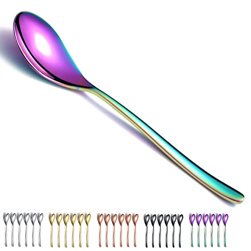 Regenbogen-Menülöffel, 6 Stück, Kyraton 20,3 cm, Edelstahl, Titanbeschichtung, Regenbogen-Tischlöffel, Suppenlöffel, Besteck-Set, robust, leicht zu reinigen, Dessertlöffel, spülmaschinenfest Regenbogen-Menülöffel, 6 Stück, Kyraton 20,3 cm, Edelstahl, Titanbeschichtung, Regenbogen-Tischlöffel, Suppenlöffel, Besteck-Set, robust, leicht zu reinigen, Dessertlöffel, spülmaschinenfest von Kyraton