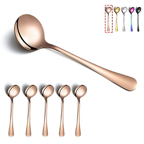 Roségoldene Suppenlöffel, Kyraton 6-teilige Edelstahl-Rundlöffel mit roségoldener Titanbeschichtung, Roségoldener Esslöffel Esslöffel, Löffel Besteck Spülmaschinenfest 6 Roségoldene Suppenlöffel, Kyraton 6-teilige Edelstahl-Rundlöffel mit roségoldener Titanbeschichtung, Roségoldener Esslöffel Esslöffel, Löffel Besteck Spülmaschinenfest 6 von Kyraton
