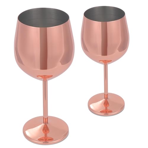 Kyrio 2pcs Weingläser aus Edelstahl, 500 ml, Sektgläser, bruchsichere Partygläser, unzerbrechliche Metall-Weingläser für Geschenke, Party, Camping, Geburtstag, Hochzeit (Rosa) von Kyrio