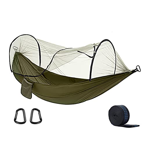 Kyrio Hängematte Camping mit Moskitonetz,Tragbares Einzel-Doppel-Nylon-Hängematten-Set für Outdoor Wandern Überleben Reisen (Grün) von Kyrio