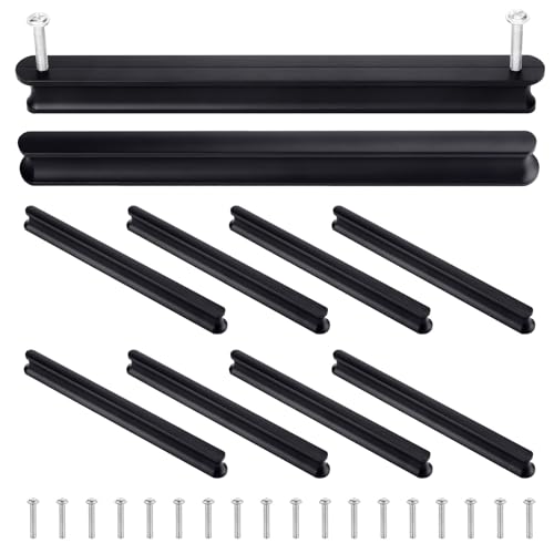 Kyrio Door Pull Handle Möbelgriffe Schrankgriffe Schubladengriffe Garderobengriffe, für Schubladenschrank Möbel Küche (schwarz x10, 18cm) von Kyrio