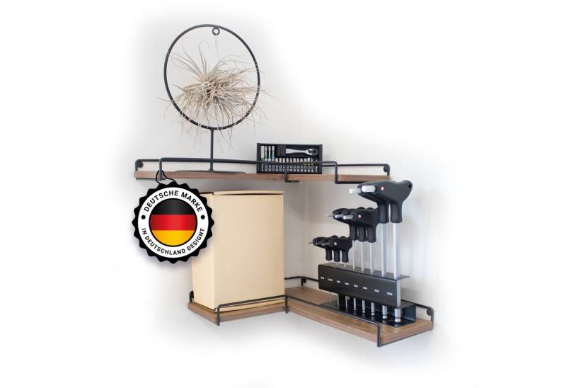Kyto Eckregal Kyto Eckregal 2er-Set L-förmige Regales aus Holz & schwarzem Metall Kyto Eckregal Kyto Eckregal 2er-Set L-förmige Regales aus Holz & schwarzem Metall von Kyto