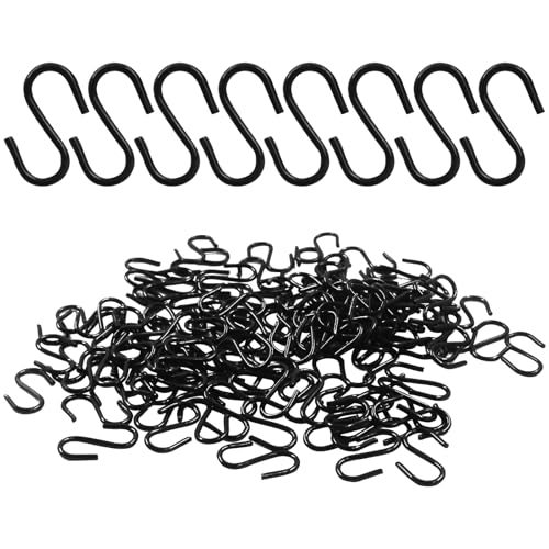 Kyuionty 120 Stück Mini-S-Haken, 1,27 cm, Ornament-Aufbewahrung, S-förmige Haken, Großpackung zum Aufhängen von Schmuck, Ketten, kleinen Küchengeschirr, Topfpflanzen, Schwarz von Kyuionty
