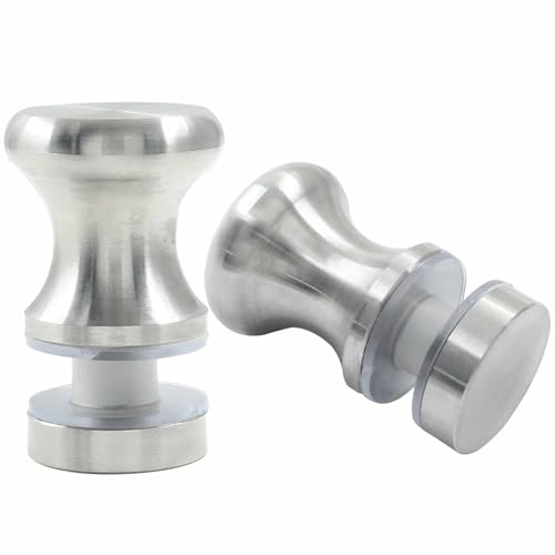 Kyuionty 2 Stück Duschglastürgriff, Edelstahl, Duschtürknauf, einseitig, Zugbeschläge für Badezimmer-Glastüren (gebürstetes Nickel, runde Kante) von Kyuionty