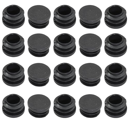 Kyuionty 20 Stück 1,9 cm runde Kunststoffstopfen, Möbelrohrabdeckungen, Endkappen für runde Rohre, Rohrpfosten, Stühle (schwarz) von Kyuionty