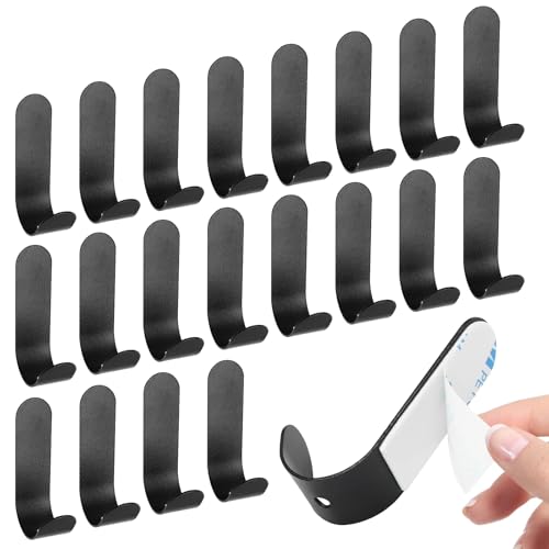 Kyuionty 20 Stück selbstklebende Haken, robuste schwarze Wandaufhängung, Edelstahl-Handtuchhaken, selbstklebende Duschhaken für Badezimmer/Küche/Wohnzimmer/Garage Kyuionty 20 Stück selbstklebende Haken, robuste schwarze Wandaufhängung, Edelstahl-Handtuchhaken, selbstklebende Duschhaken für Badezimmer/Küche/Wohnzimmer/Garage von Kyuionty