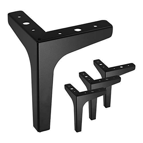 Kyuionty 4er Set Möbelbeine 17,8 cm, Moderne Metall Möbel Sofa Beine für Schrank Couch Sofa Tisch Schrank, Triangle Möbelfüße DIY Ersatz (matt schwarz) von Kyuionty