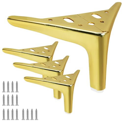 Kyuionty Möbelbeine aus Metall, 10 cm, goldfarben, DIY-Ersatz für Sofabeine, kleine Kommoden, kurze Schrankbeine, Ottomanenbeine, Nachttischbeine, 4 Stück Kyuionty Möbelbeine aus Metall, 10 cm, goldfarben, DIY-Ersatz für Sofabeine, kleine Kommoden, kurze Schrankbeine, Ottomanenbeine, Nachttischbeine, 4 Stück von Kyuionty