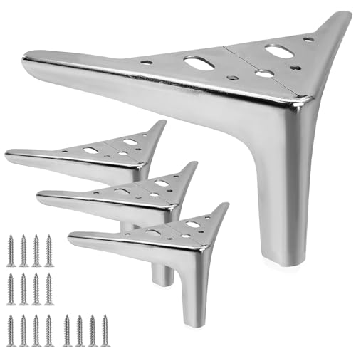 Kyuionty Möbelbeine aus Metall, glänzend, silberfarben, 10 cm, 4 Stück, Ersatz für Sofabeine, kleine Kommoden, kurze Schrankbeine, Ottomanenbeine, Nachttischbeine Kyuionty Möbelbeine aus Metall, glänzend, silberfarben, 10 cm, 4 Stück, Ersatz für Sofabeine, kleine Kommoden, kurze Schrankbeine, Ottomanenbeine, Nachttischbeine von Kyuionty