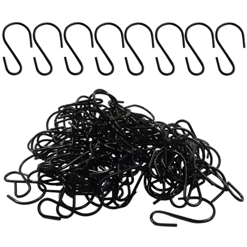 Kyuionty S-Haken, 4,3 cm, kleine S-förmige Haken, Großpackung zum Aufhängen von Schmuck, Ketten, kleinen Küchengeschirr, Topfpflanzen, Schwarz, 60 Stück von Kyuionty