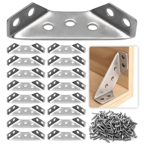 Kyuionty Universal-Eckverbinder für Möbel, Edelstahl, trapezförmig, mit Schrauben, dreieckige Eckhalterung für Regale, Tische, Schränke, Silber, 25 Stück Kyuionty Universal-Eckverbinder für Möbel, Edelstahl, trapezförmig, mit Schrauben, dreieckige Eckhalterung für Regale, Tische, Schränke, Silber, 25 Stück von Kyuionty