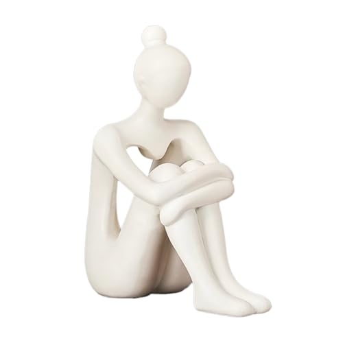 Kznifmk 1 Stück Moderne Denker Statuen für Wohnkultur im Wohnzimmer, Beige Thinkers Skulptur Regal, Wohnkultur Minimalistische Abstrakte Statue, A von Kznifmk