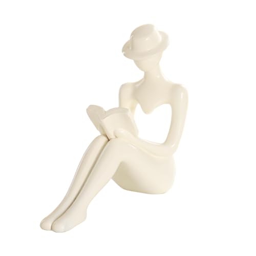 Kznifmk 1 Stück Moderne Denkerstatuen für die Wohnkultur im Wohnzimmer, Beige Denker Skulptur Regal, Harz Minimalistische Abstrakte Statue,B von Kznifmk