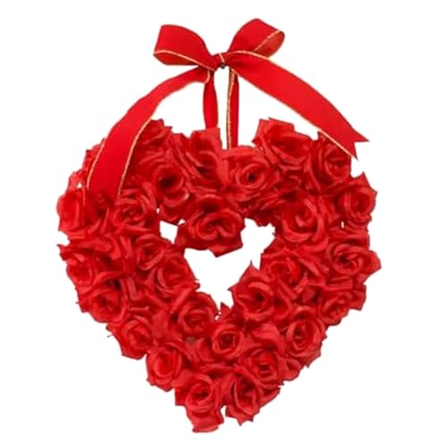 Kznifmk 1 Stück Valentinstagskränze Aus Rotem Kunststoff für die Vorderseite Von Türen, Wänden oder Fenstern. Valentinstagsdekoration mit Herzkränzen. von Kznifmk
