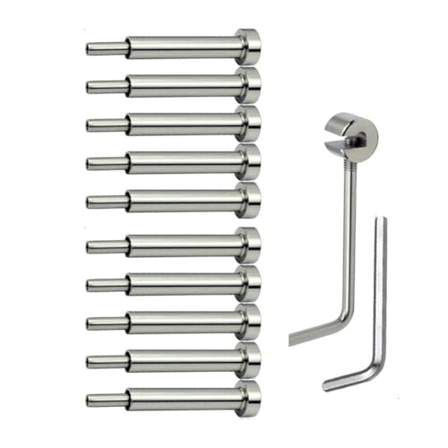 Kznifmk 10 Paar Unsichtbares Kabelgeländer-Set, 1/8 Unsichtbarer Empfänger und Pressbolzenende für 2x2, /Metallpfosten von Kznifmk