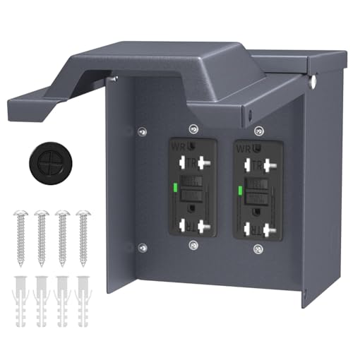 Kznifmk - 2 Außensteckdosenbox mit wasserdichter Abdeckung, Dual 20 Amp WRTR GFCI-Steckdose mit Abdeckung Kznifmk - 2 Außensteckdosenbox mit wasserdichter Abdeckung, Dual 20 Amp WRTR GFCI-Steckdose mit Abdeckung von Kznifmk