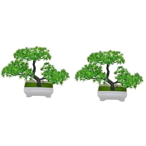 Kznifmk 2 Stück Künstliche Bonsai-Pflanze, Kunststoff, Kleiner Baumtopf, Künstliche Pflanze, Blumentopf, Ornamente für Zuhause, Tisch, Langlebig, Grün Kznifmk 2 Stück Künstliche Bonsai-Pflanze, Kunststoff, Kleiner Baumtopf, Künstliche Pflanze, Blumentopf, Ornamente für Zuhause, Tisch, Langlebig, Grün von Kznifmk