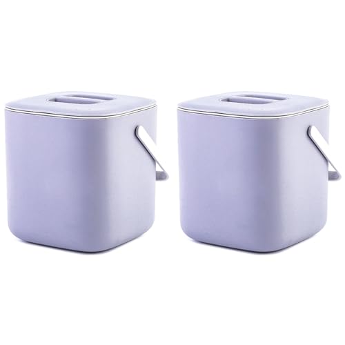 Kznifmk 2 x Küchenmülleimer aus Kunststoff, Komposteimer mit Abtropfgestell, Mülleimer, Behälter, Organizer, Zubehör, Hellgrau von Kznifmk