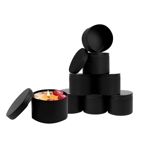 Kznifmk 24 Dosen mit 4 Oz, leere Kerzenschachtel mit Deckeln für die Herstellung von Kerzen, Kerzengefäße für die Herstellung von Kerzen, einfach zu verwenden, Schwarz Kznifmk 24 Dosen mit 4 Oz, leere Kerzenschachtel mit Deckeln für die Herstellung von Kerzen, Kerzengefäße für die Herstellung von Kerzen, einfach zu verwenden, Schwarz von Kznifmk