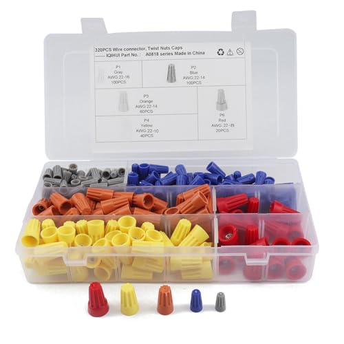 Kznifmk 320-Teiliges Set Crimp-Kappen-Schraubklemmenanschluss/Drahtverbinder/Kappenanschluss Wie Abgebildet, ABS Kznifmk 320-Teiliges Set Crimp-Kappen-Schraubklemmenanschluss/Drahtverbinder/Kappenanschluss Wie Abgebildet, ABS von Kznifmk