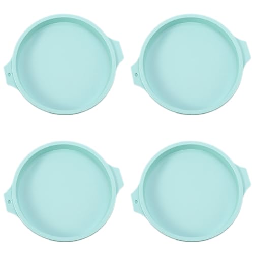 Kznifmk 4-Teiliges Kuchenform-Set, Rund, Kuchenschicht, Backformen, Form Aus Kieselgel für Backwerkzeug, Regenbogenkuchen und Mousse, Blau, 8 von Kznifmk
