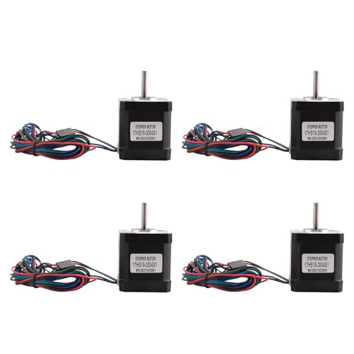 Kznifmk 4 x Nema 17 Schrittmotor 48 mm Nema17 Motor 42Bygh 2A 4-Lead (17Hs19-2004S1) Motor 1M Kabel für 3D-Drucker CNC Motor von Kznifmk