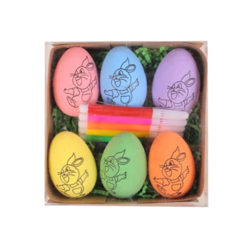 Kznifmk 6 Stück DIY Handbemalte Eier 2024 Cartoon-Eier Handgefertigtes Geschenk für Kinder Osterei-Malset Einfache Installation -A Kznifmk 6 Stück DIY Handbemalte Eier 2024 Cartoon-Eier Handgefertigtes Geschenk für Kinder Osterei-Malset Einfache Installation -A von Kznifmk