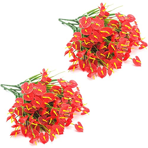 Kznifmk 8 künstliche Blumensträuße, künstliche Pflanzen, Anthurium, Sträucher aus Kunststoff, für den Innen- und Außenbereich, zum Aufhängen Kznifmk 8 künstliche Blumensträuße, künstliche Pflanzen, Anthurium, Sträucher aus Kunststoff, für den Innen- und Außenbereich, zum Aufhängen von Kznifmk