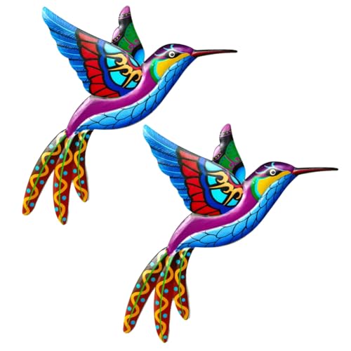 Kznifmk Blaue Metallwanddekoration für Den Außenbereich - 3D-Metallvogel-Wanddekoration - Zaundekoration für Den Außenbereich - Gartenzaun-Dekoration für Den Hinterhof von Kznifmk