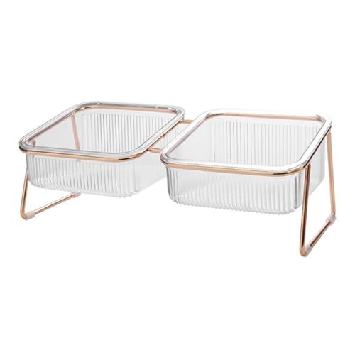 Kznifmk Durabl Doppelschüssel für Haustiere, Katzenschüssel mit Fuß, Trinkwasser, Katzenfutter mit Ständer, erhöhter Futternapf, Zubehör für Hunde von Kznifmk