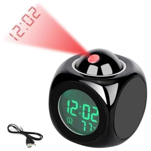 Kznifmk Elektronische Projektionsuhr Englische Uhr, Projektionsuhr Multifunktionswecker, LCD-Projektionswecker Schwarz Kznifmk Elektronische Projektionsuhr Englische Uhr, Projektionsuhr Multifunktionswecker, LCD-Projektionswecker Schwarz von Kznifmk
