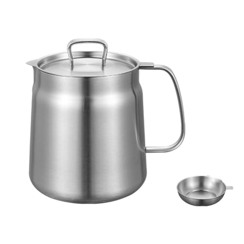 Kznifmk Friteuse, Öltopf Aus Edelstahl, Große Kapazität, Ölfritteuse und Filterbecher-Kombination, Vielseitiger Ölfilter für die Küche, 2 L von Kznifmk