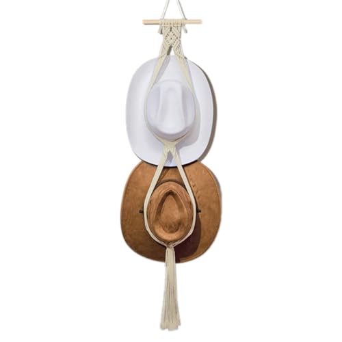 Kznifmk Hutaufhänger im Boho-Stil, Hutablage, Hutaufhänger auf der Rückseite der Tür, Hut-Organizer, zum Aufhängen Von Hutdekorationen, Einfache Installation, 2-Stöckig von Kznifmk