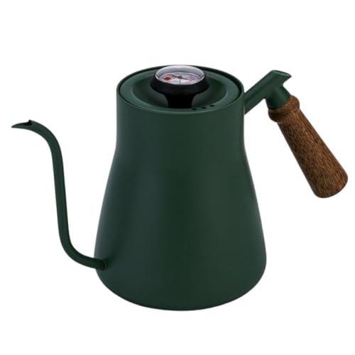 Kznifmk Kaffeekanne mit Holzgriff für manuelles Brauen zu Hause, mit schmalem Mund, Tropfenform für manuelle Brauung C von Kznifmk