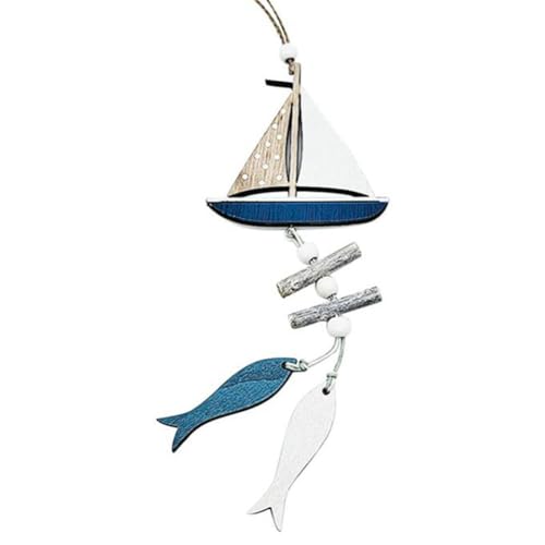 Kznifmk Marine-Stil Holzanhänger Ozean Wind Kleine Fische Innovatives Accessoire Wandbehang Dekoration-B von Kznifmk