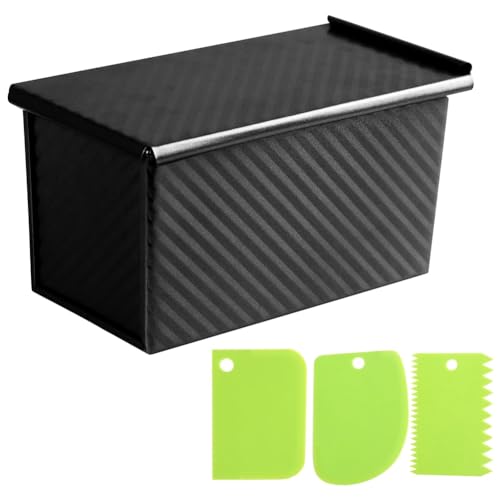 Kznifmk Mit Teigschaber- – Pullman-Kastenform mit Deckel, Abgedeckte Brotform für Hausgemachtes Sandwichbrot und Backen, Schwarz von Kznifmk