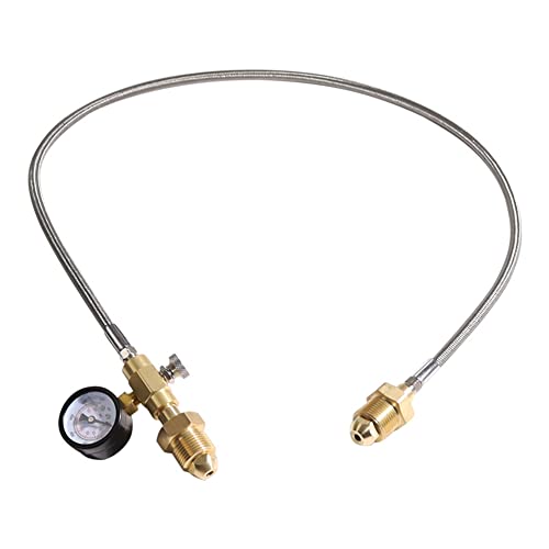 Kznifmk Nitrogen Helium 91,4 cm Edelstahl geflochtener Verbindungsschlauch CGA540 Fitting mit Manometer von Kznifmk