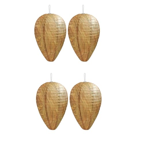 Kznifmk Packung mit 4 Wespennestern aus Papier, Mini-Größe, hängende Kunstwespennest für Wespen, Hornissen, gelbe Jacken von Kznifmk