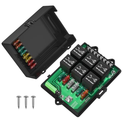 Kznifmk RB-R6F6-3 Kfz-Relaiskasten, modifizierte Steckdose, Auto-Abzweigdosen-Sicherung, 12 V, Universal-Sicherungsplatte von Kznifmk