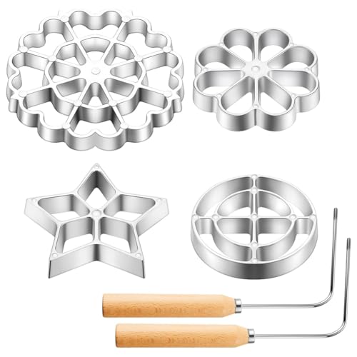 Kznifmk Rosetteneisen-Set, Ausstechformen, Waffelformen aus Aluminiumlegierung, Bunuelosform mit , 6-teilig von Kznifmk