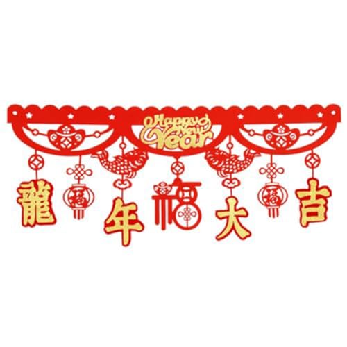 Kznifmk Rote Flagge des chinesischen Jahres 2024, Drachenfest, China, dekoriert, Haus, Tür, zum Feiern, einfach zu installieren, einfach zu bedienen, H von Kznifmk