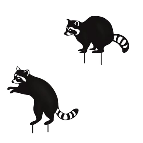 Kznifmk Set mit Tiergartenstatuen aus Metall, dekorative Gartenstecker mit Tier-Silhouette, Schwarz, Tierstatuen für den Außenbereich von Kznifmk