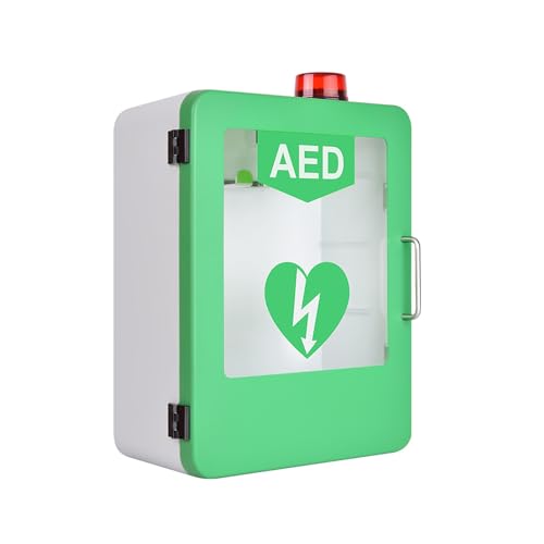 AED Defibrillator Wandschrank, leerer AED-Defibrillator-Aufbewahrungsschrank mit Alarmfunktion, passend für die meisten AED-Modelle, mit Alarm-Notfall-Blitzlicht, für Zuhause, Schulen, Vereine von Kzuaksbe