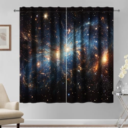Kzzfqxb 107×160cm Raumvorhänge Set von 2 Paneelen, Dunkler Nebel Weltall Muster, Schlafzimmer Wohnzimmer Dekoration von Kzzfqxb