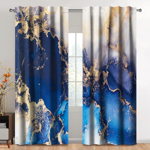 Kzzfqxb 107x160cm Vorhänge mit Stangentasche 2 Paneele, Saphirblauer Ozean Jade Weiße Welle Goldener Sand Marmor Lichtfilterung Fenstervorhänge, Moderne Kunst Dekor für Schlafzimmer und Wohnzimmer Kzzfqxb 107x160cm Vorhänge mit Stangentasche 2 Paneele, Saphirblauer Ozean Jade Weiße Welle Goldener Sand Marmor Lichtfilterung Fenstervorhänge, Moderne Kunst Dekor für Schlafzimmer und Wohnzimmer von Kzzfqxb