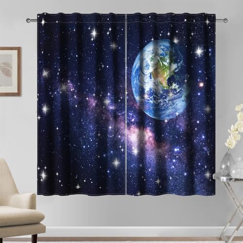 Kzzfqxb 132×214cm Sternenhimmel Gardinen Set aus 2 Paneelen, ERD Sonnensystem Asteroiden Galaxie Traumhafte Sternenhimmel Fenstergardinen für Kinder, Schlafzimmer Wohnzimmer Drape Gardinen Kzzfqxb 132×214cm Sternenhimmel Gardinen Set aus 2 Paneelen, ERD Sonnensystem Asteroiden Galaxie Traumhafte Sternenhimmel Fenstergardinen für Kinder, Schlafzimmer Wohnzimmer Drape Gardinen von Kzzfqxb