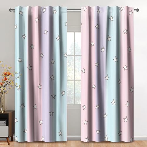 Kzzfqxb 140x229cm, Vorhänge mit Regenbogensternen 2 Paneele, blau rosa lila Verbindungsfarbe Elegante für Mädchenschlafzimmer und Wohnzimmer Dekor Kzzfqxb 140x229cm, Vorhänge mit Regenbogensternen 2 Paneele, blau rosa lila Verbindungsfarbe Elegante für Mädchenschlafzimmer und Wohnzimmer Dekor von Kzzfqxb
