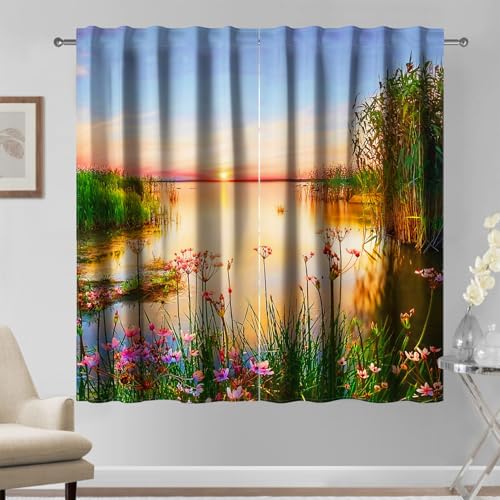 Kzzfqxb Vorhänge 140x229cm 2 Paneele, Dämmerung Orangefarbenes Goldenes Sonnenuntergangs Sonnenlicht in der Fluss Landschaft, Wunderschöne Dekor für Schlafzimmer Wohnzimmer Kzzfqxb Vorhänge 140x229cm 2 Paneele, Dämmerung Orangefarbenes Goldenes Sonnenuntergangs Sonnenlicht in der Fluss Landschaft, Wunderschöne Dekor für Schlafzimmer Wohnzimmer von Kzzfqxb