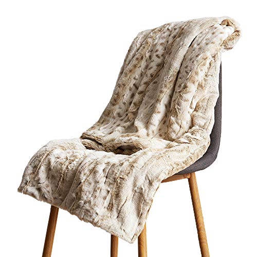 Kuscheldecke Felloptik Beige Leopardenmuster Wohndecke Fellimitat Felldecke Flauschig Warm Pelzdecke Überwurf Decke TV-Decke Sofadecke 130x160cm von L/S